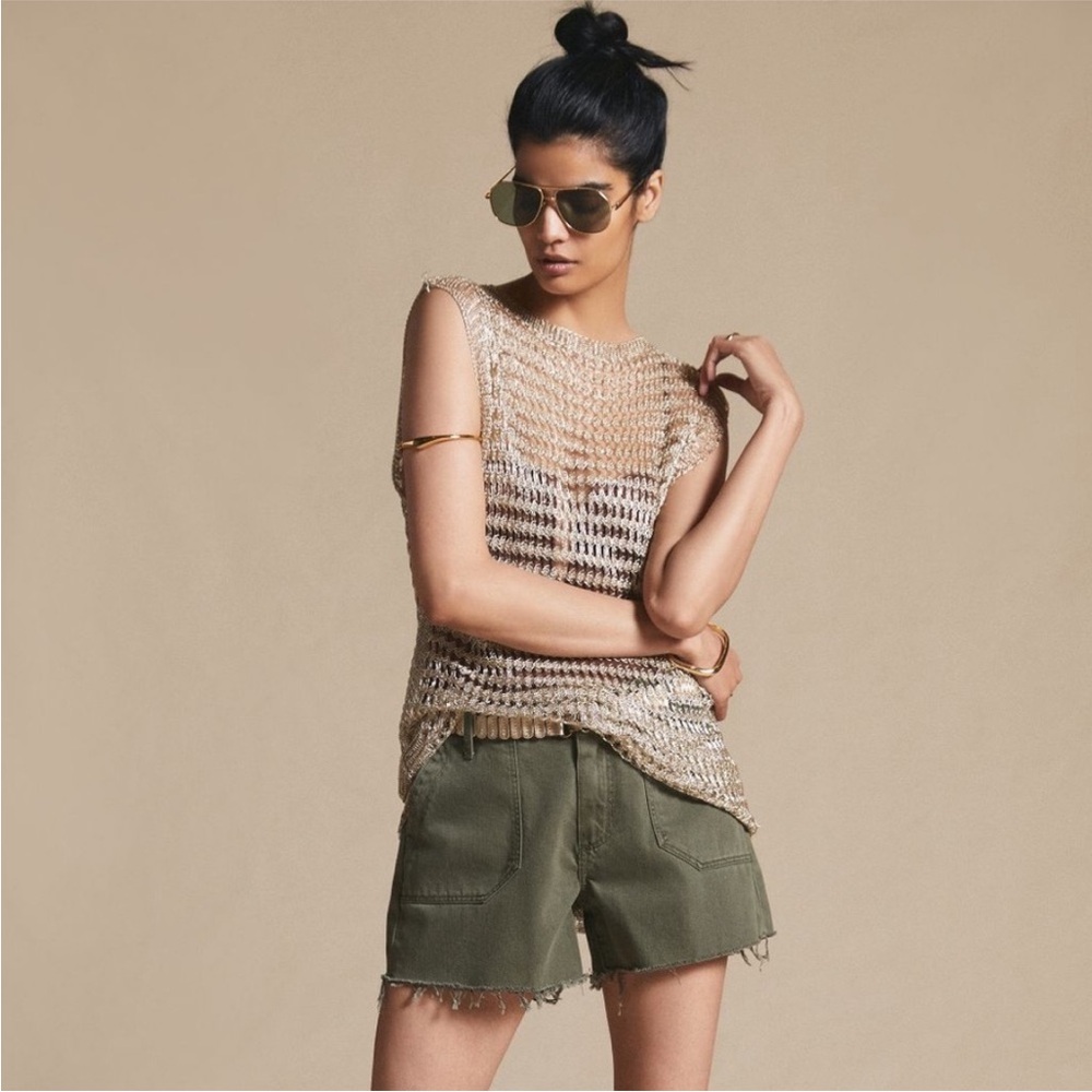 NEW Anthropologie Maeve Gold Chain-Link Sheer Lurex Tunic NWT